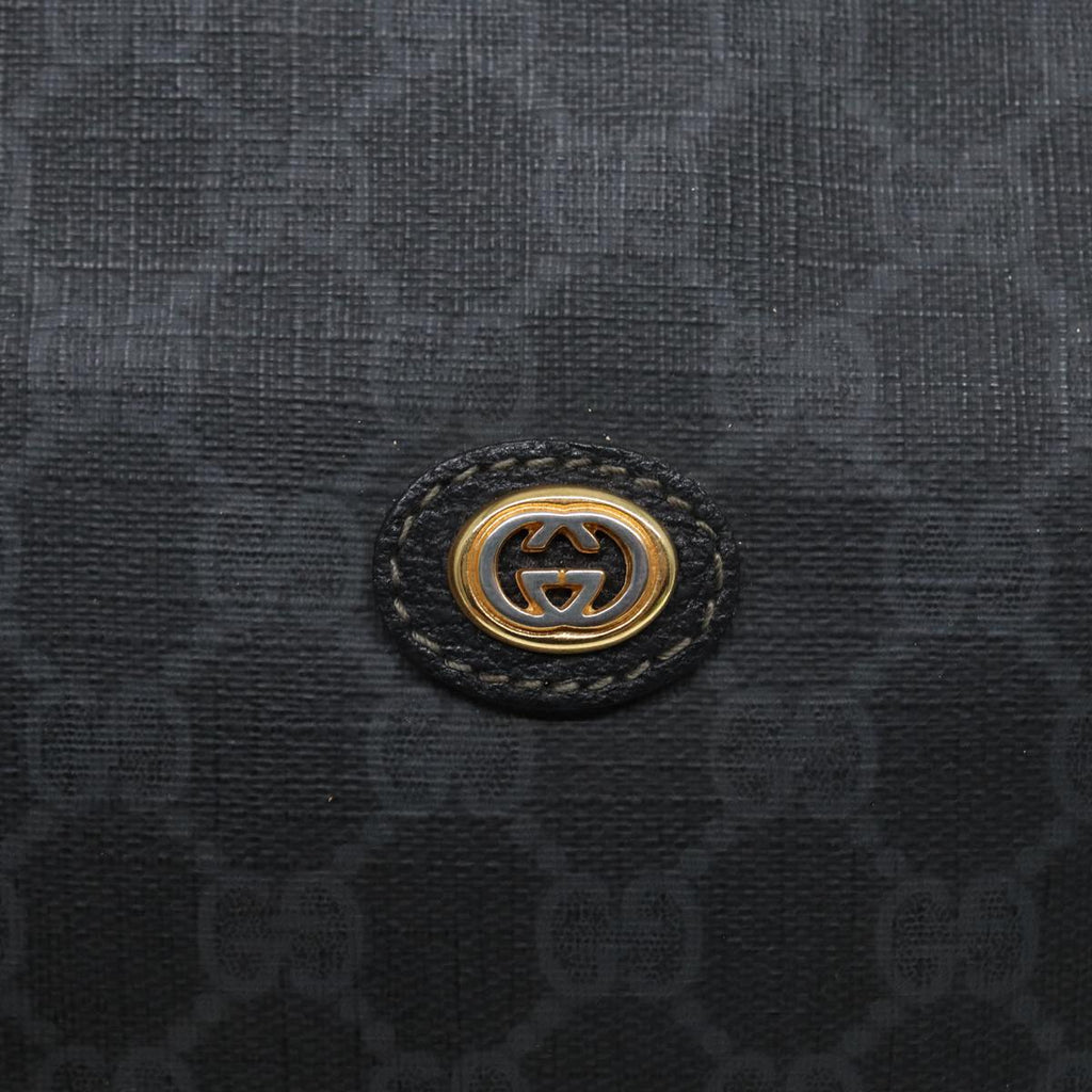 GUCCI GG Supreme Clutch Bag PVC Black Gold 156 01 053 88718