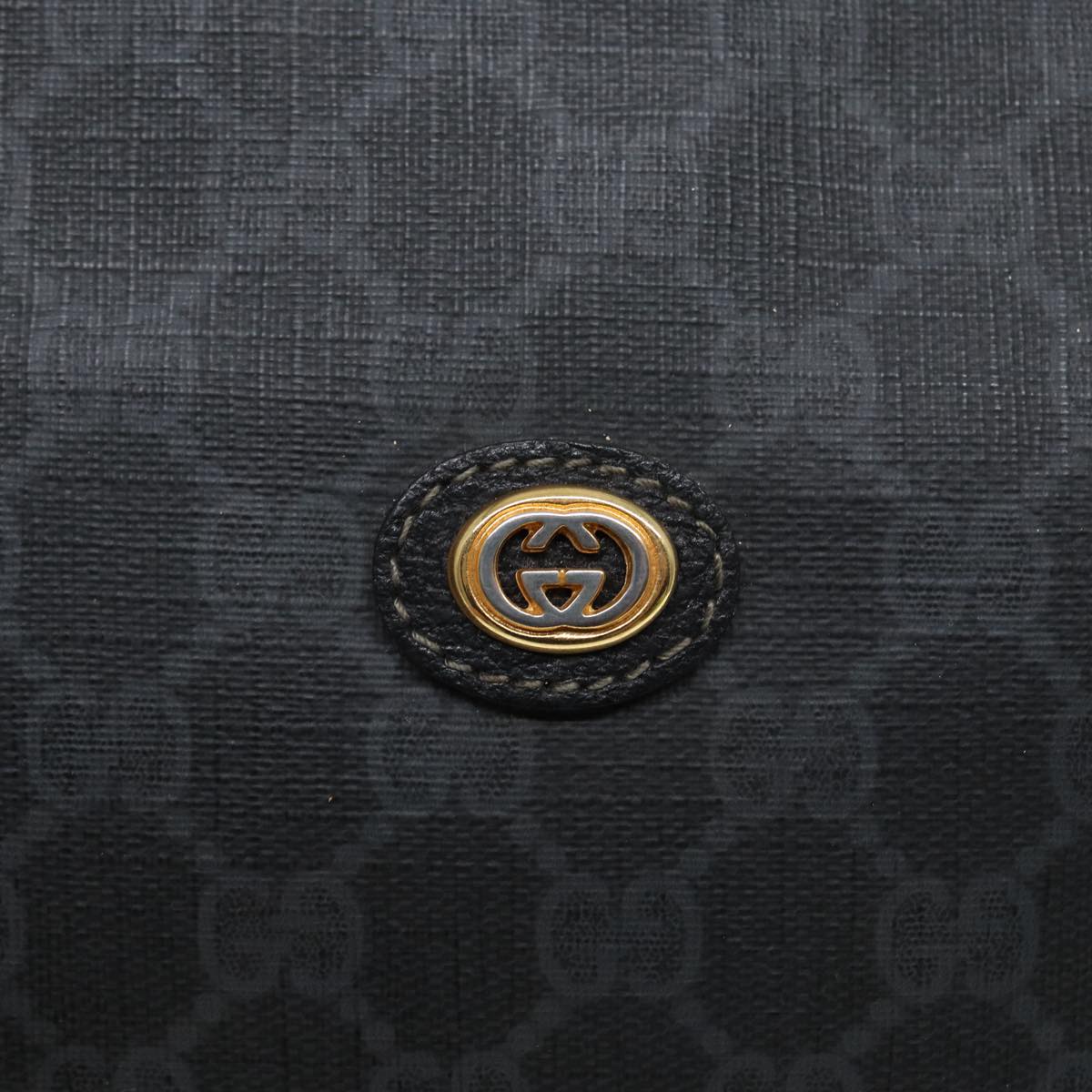 GUCCI GG Supreme Clutch Bag PVC Black Gold 156 01 053 88718