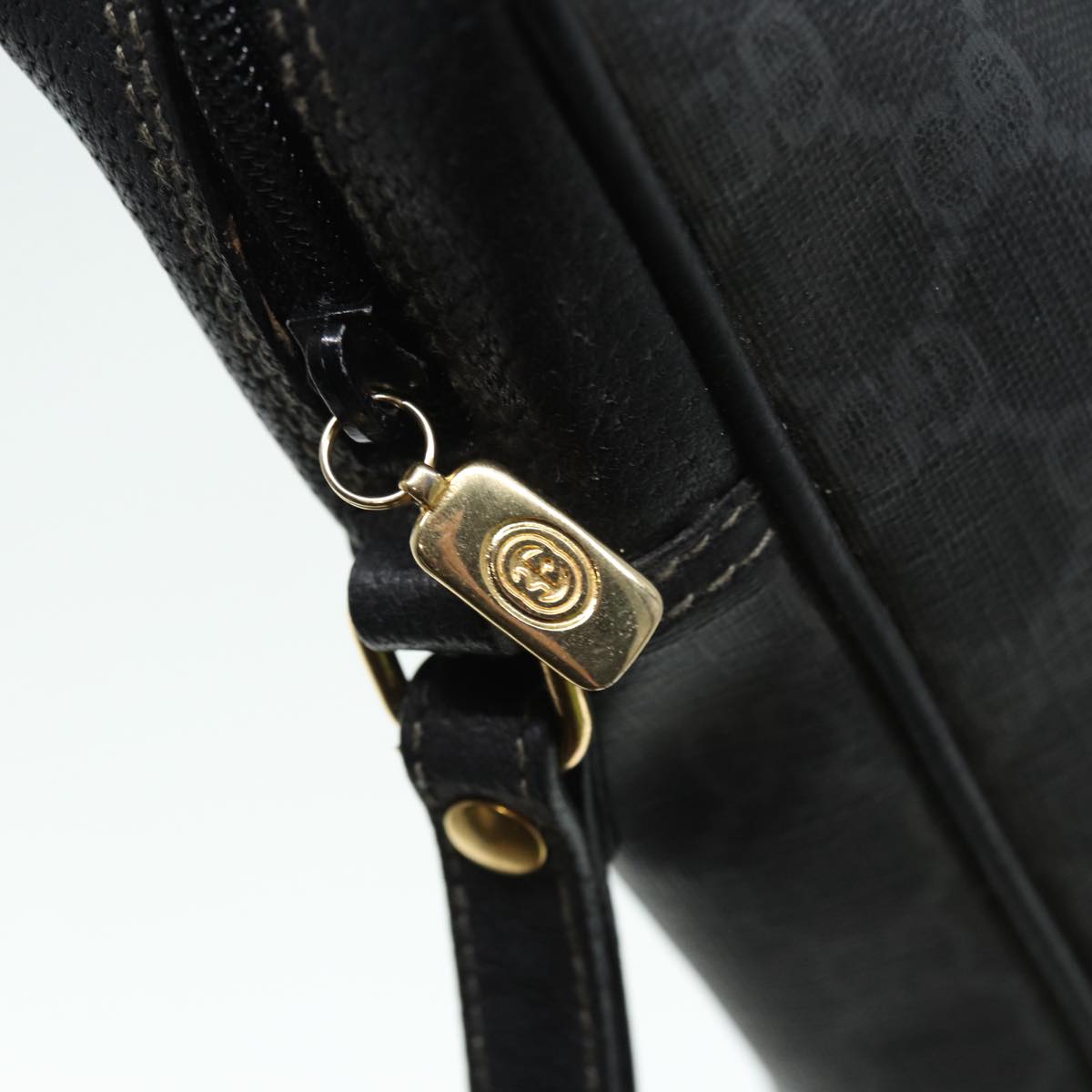 GUCCI GG Supreme Clutch Bag PVC Black Gold 156 01 053 88718