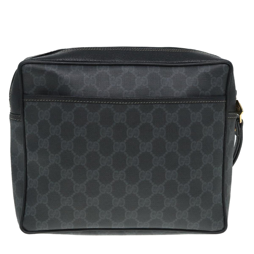 GUCCI GG Supreme Clutch Bag PVC Black Gold 156 01 053 88718