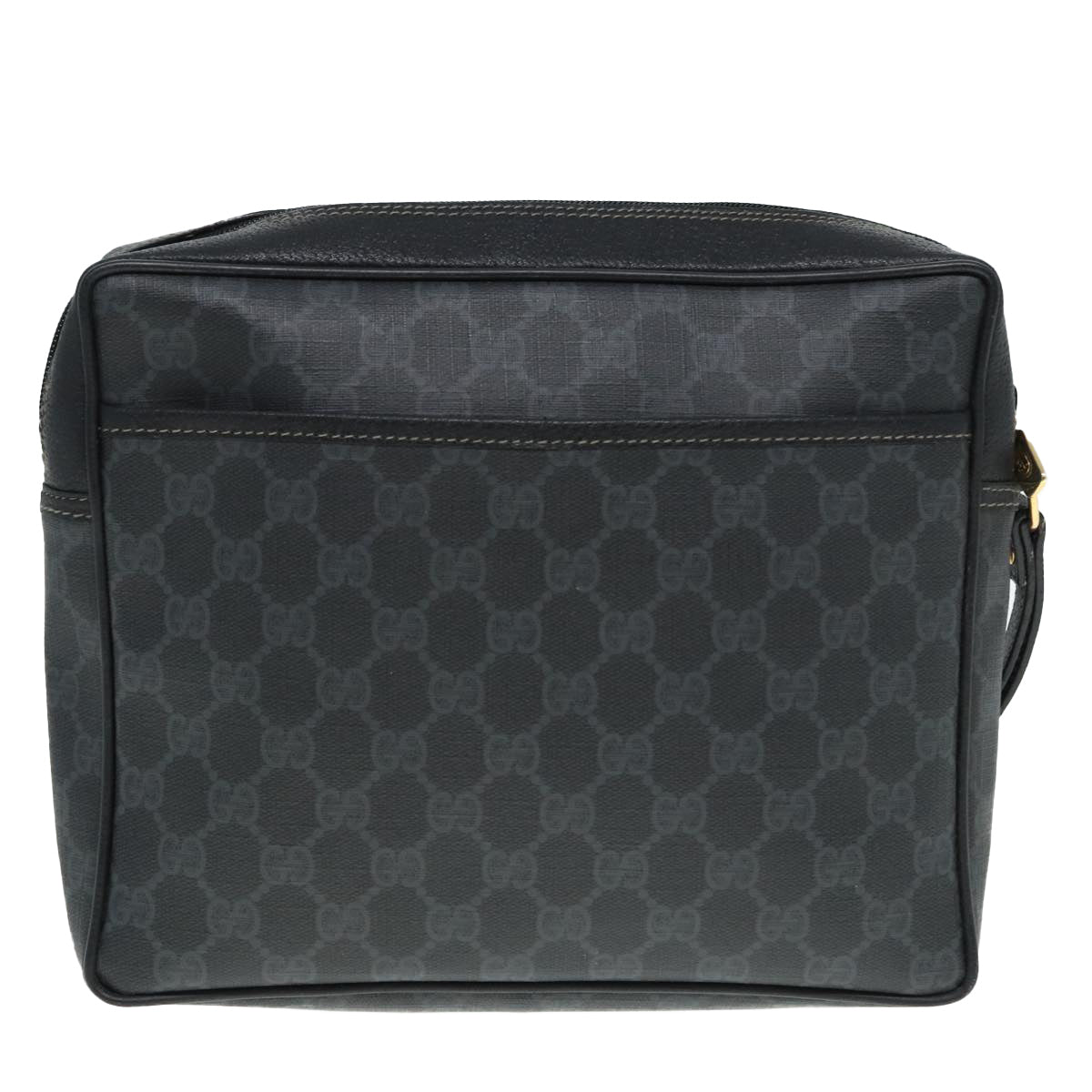 GUCCI GG Supreme Clutch Bag PVC Black Gold 156 01 053 88718