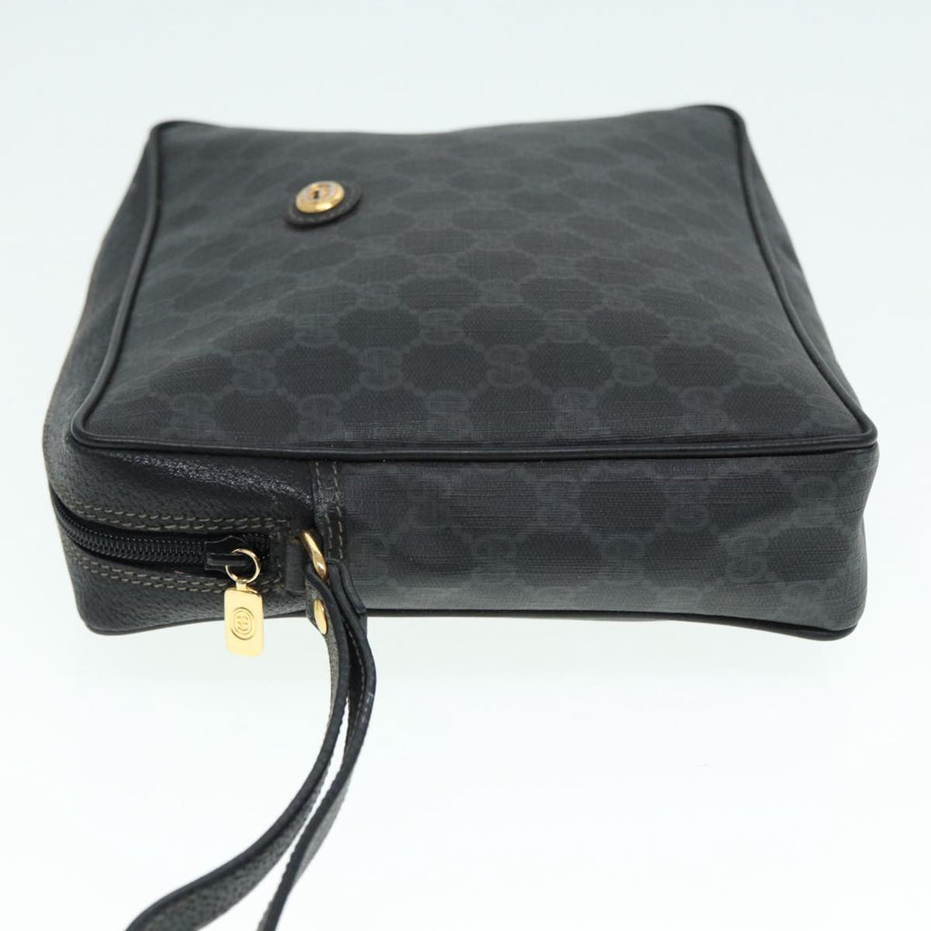 GUCCI GG Supreme Clutch Bag PVC Black Gold 156 01 053 88718
