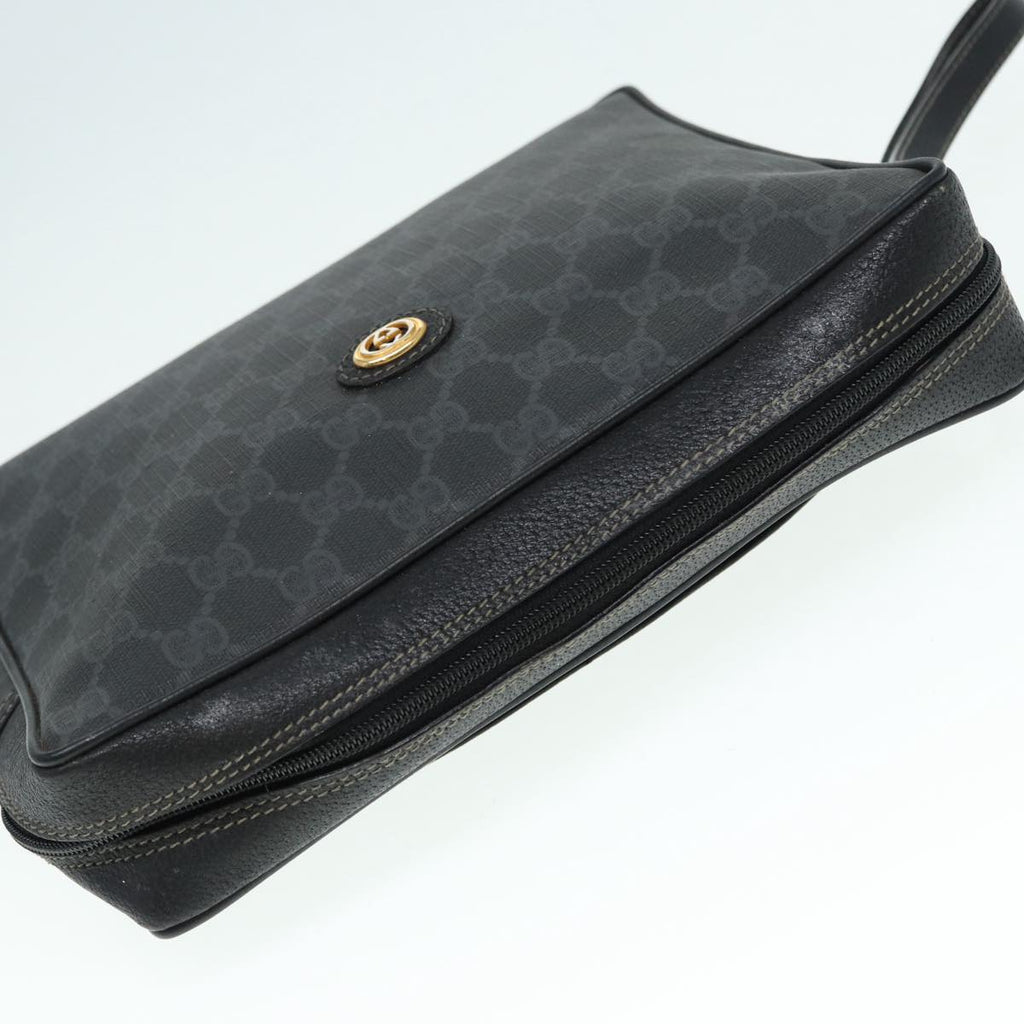 GUCCI GG Supreme Clutch Bag PVC Black Gold 156 01 053 88718