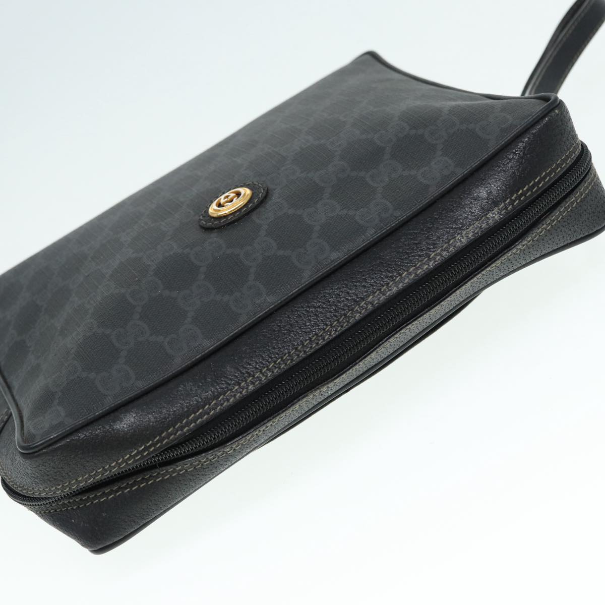 GUCCI GG Supreme Clutch Bag PVC Black Gold 156 01 053 88718