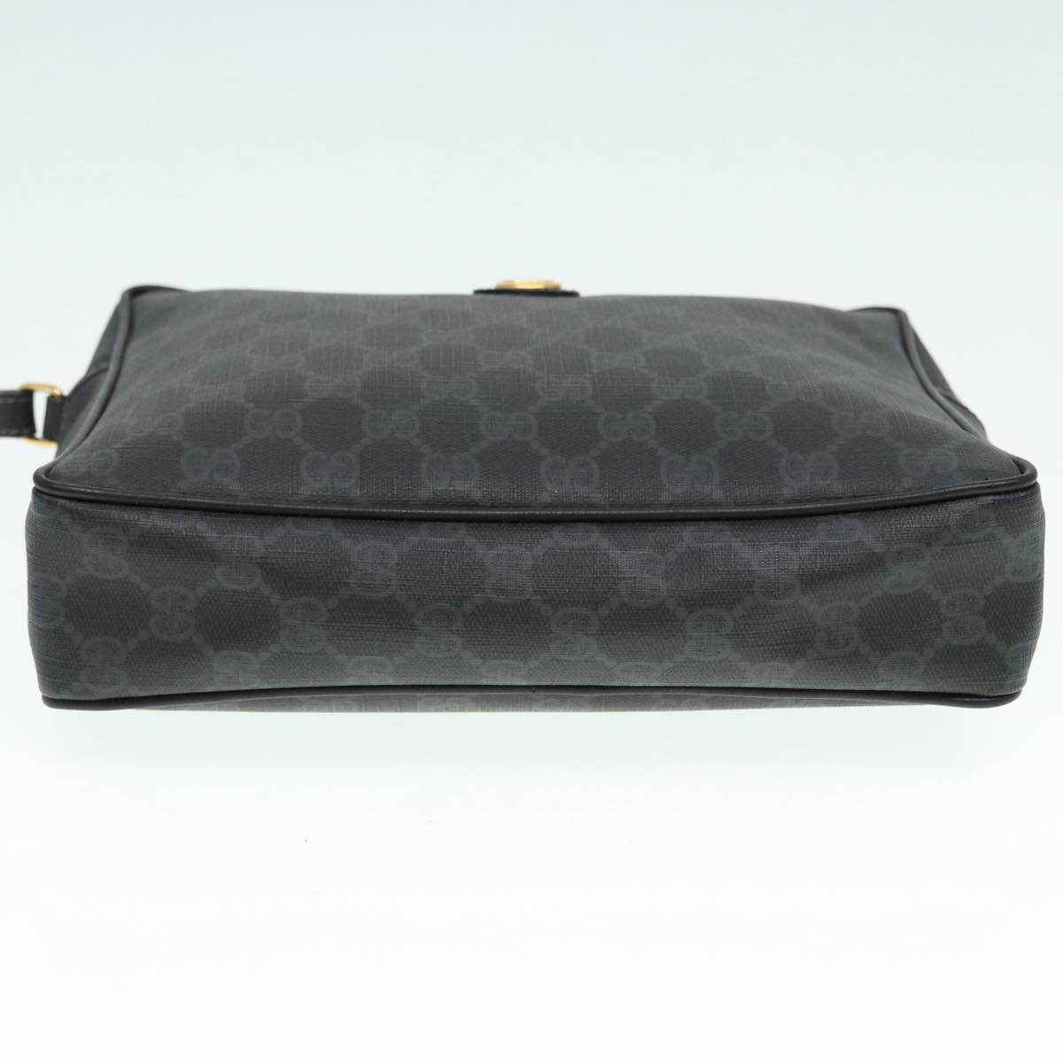GUCCI GG Supreme Clutch Bag PVC Black Gold 156 01 053 88718