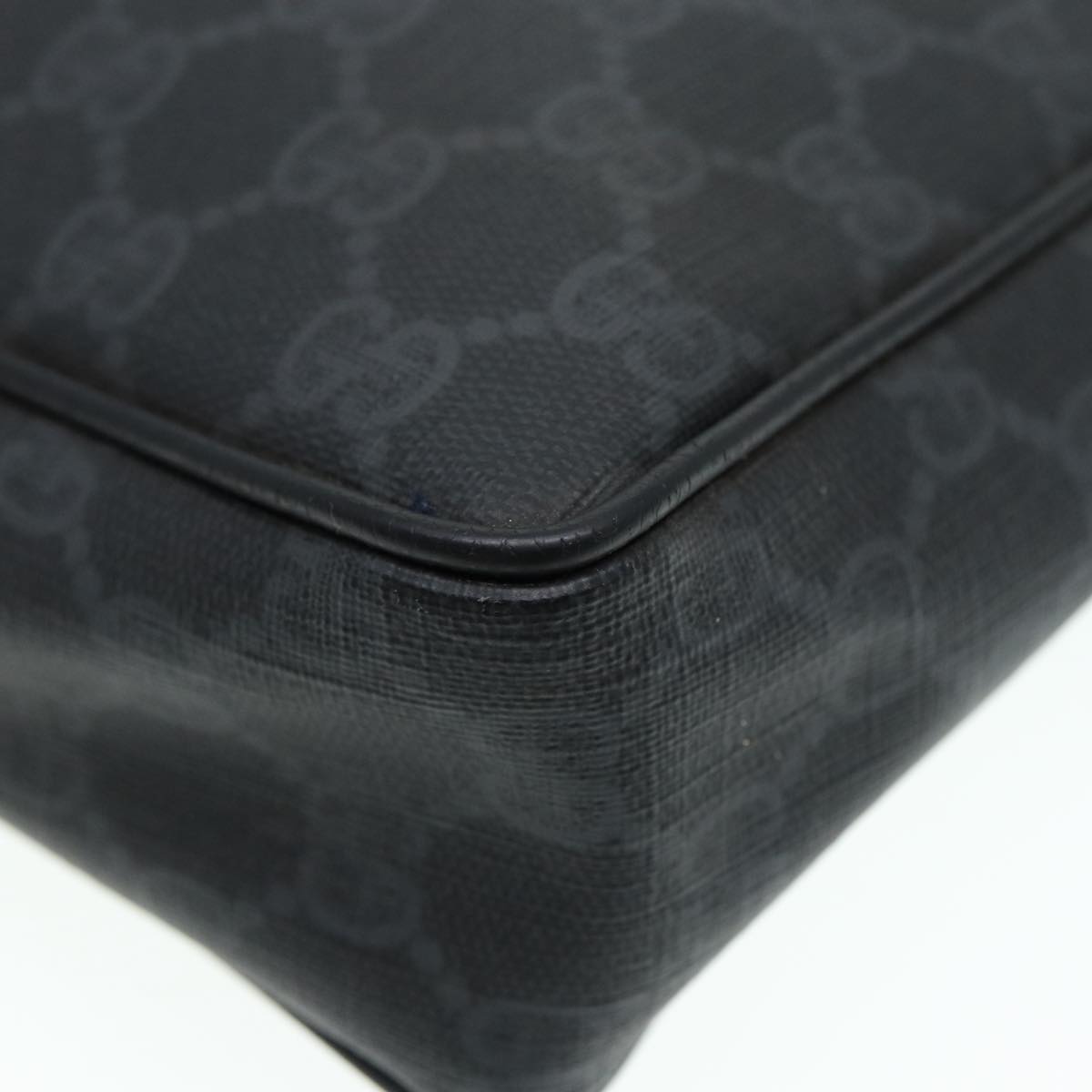 GUCCI GG Supreme Clutch Bag PVC Black Gold 156 01 053 88718
