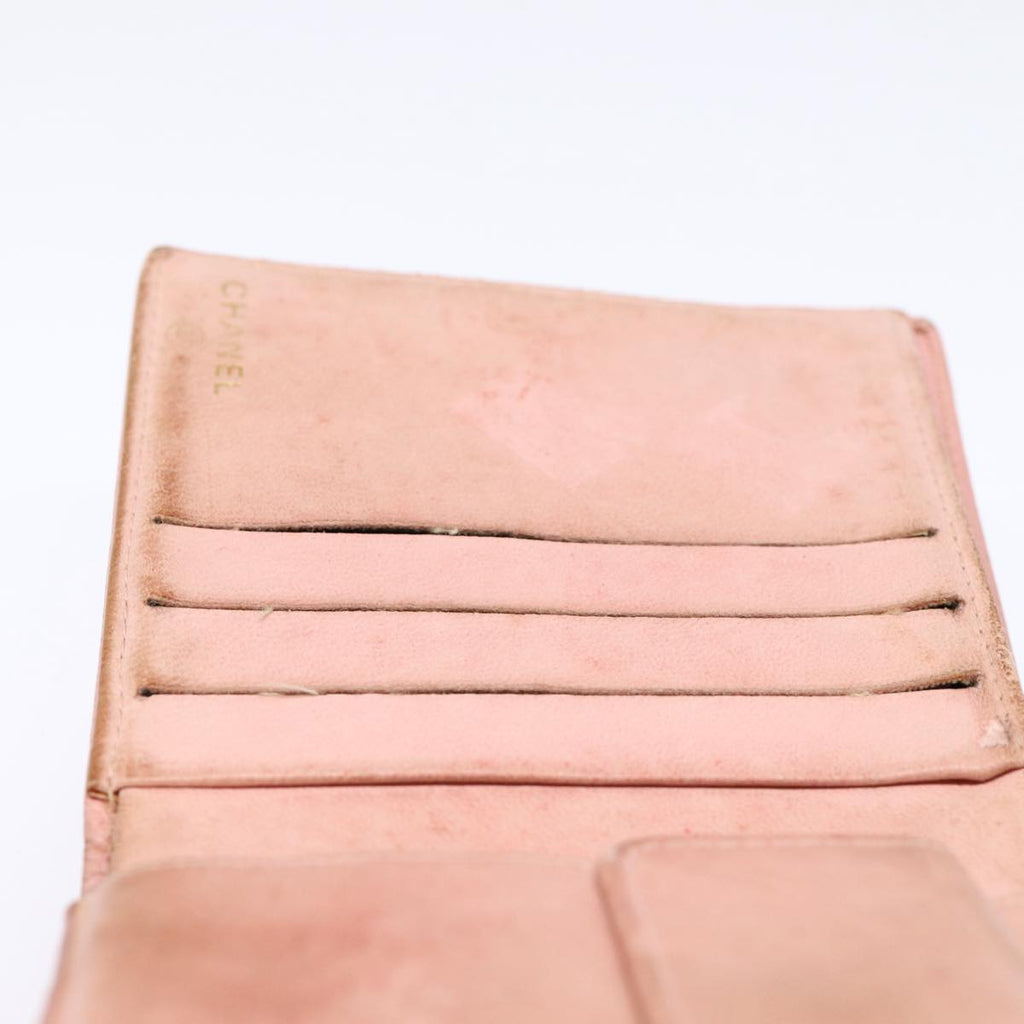 CHANEL COCO Mark Wallet Caviar Skin Pink Gold CC 88731