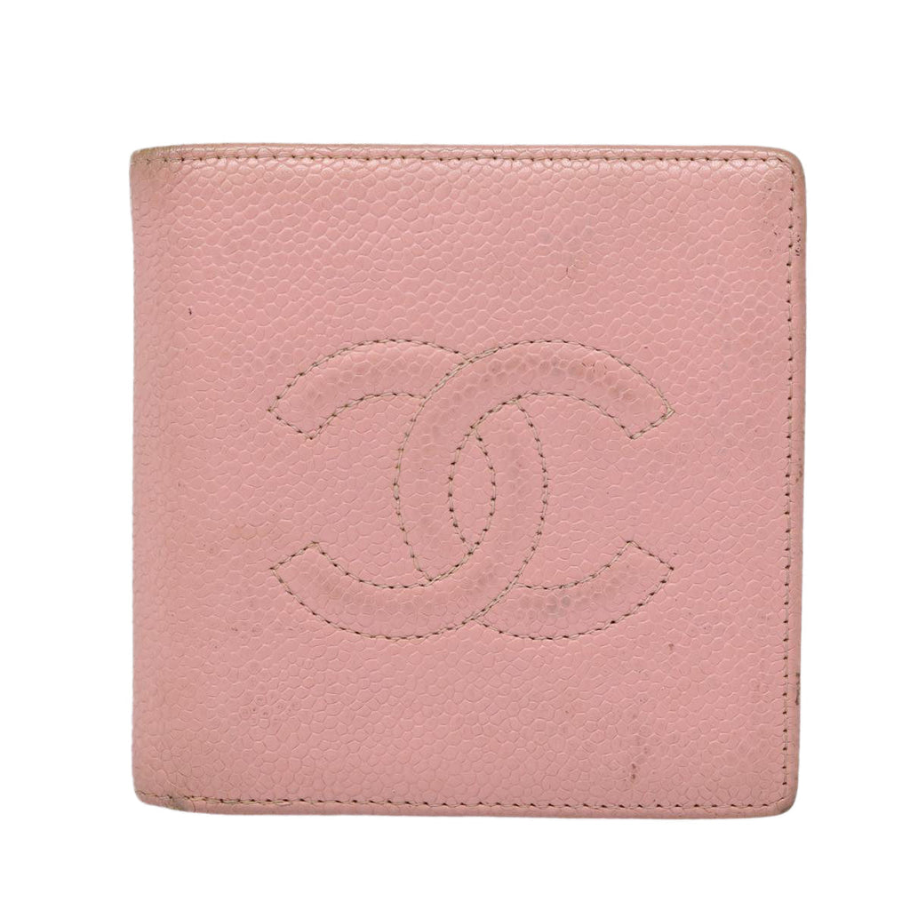 CHANEL COCO Mark Wallet Caviar Skin Pink Gold CC 88731