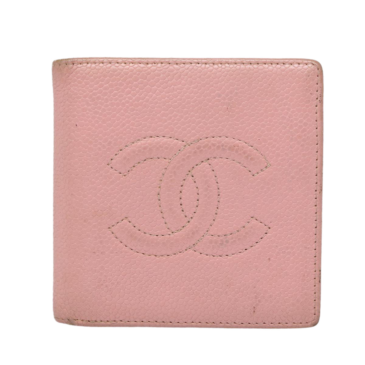 CHANEL COCO Mark Wallet Caviar Skin Pink Gold CC 88731