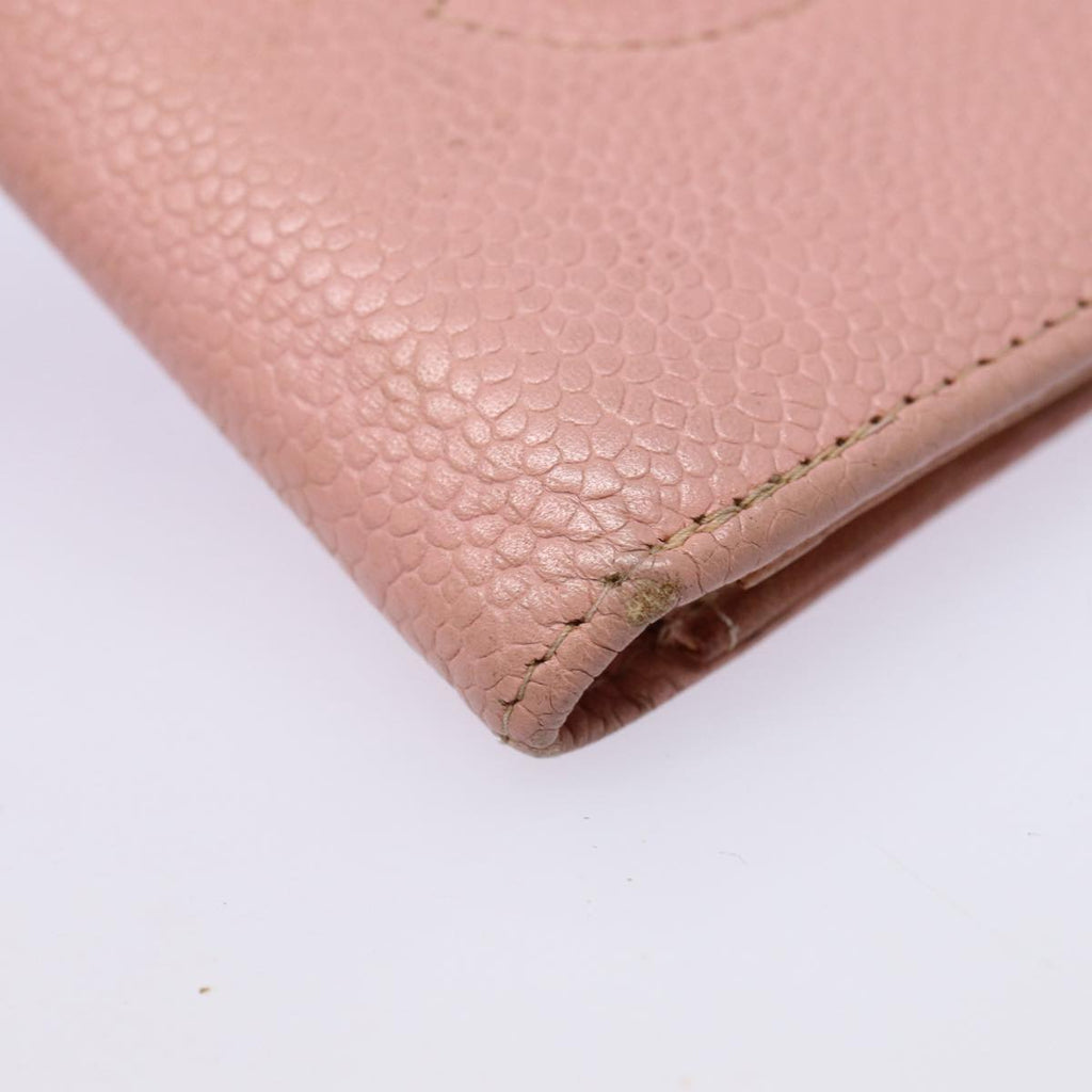 CHANEL COCO Mark Wallet Caviar Skin Pink Gold CC 88731
