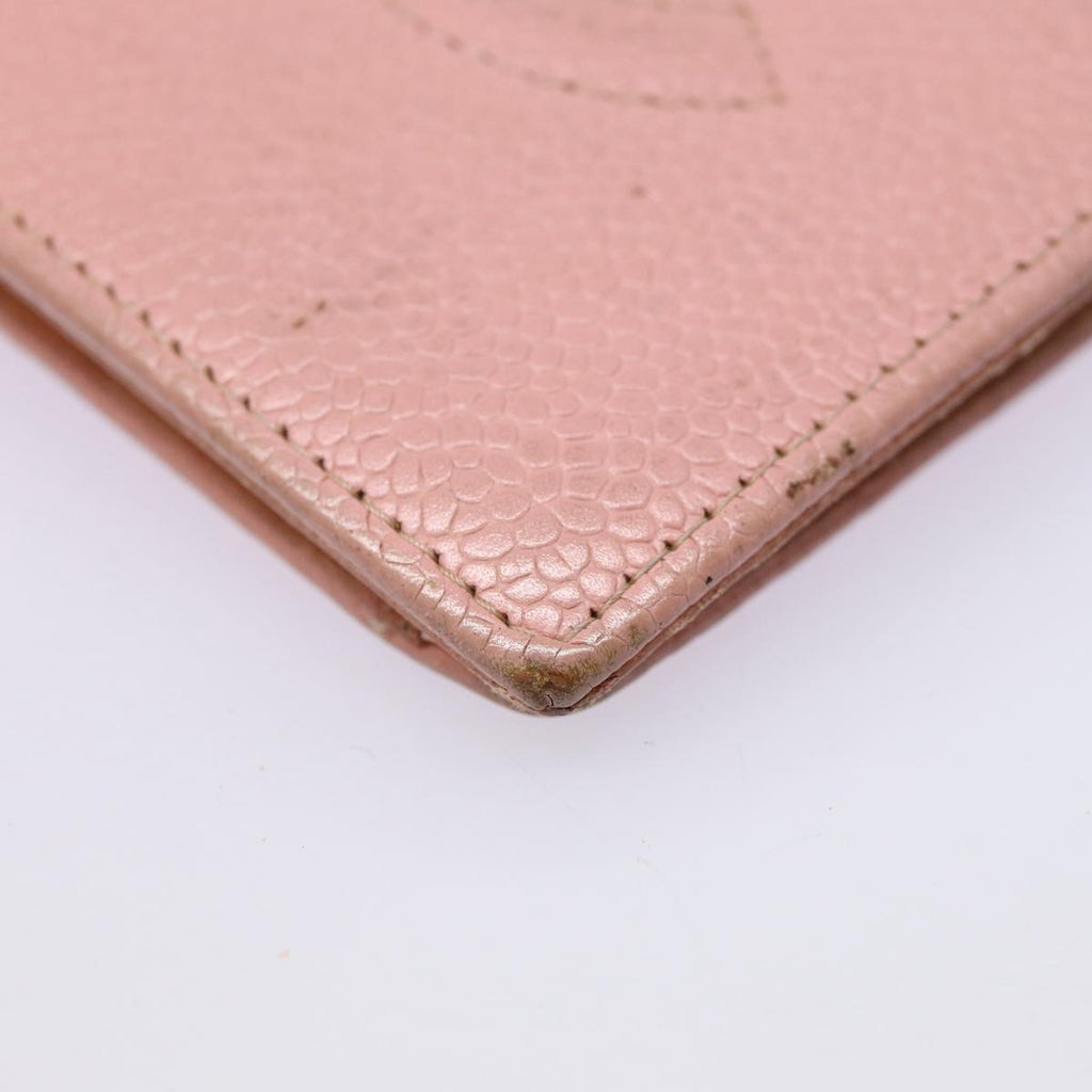CHANEL COCO Mark Wallet Caviar Skin Pink Gold CC 88731