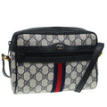 GUCCI GG Supreme Sherry Line Shoulder Bag PVC Navy Gold Red 98 02 004 88732