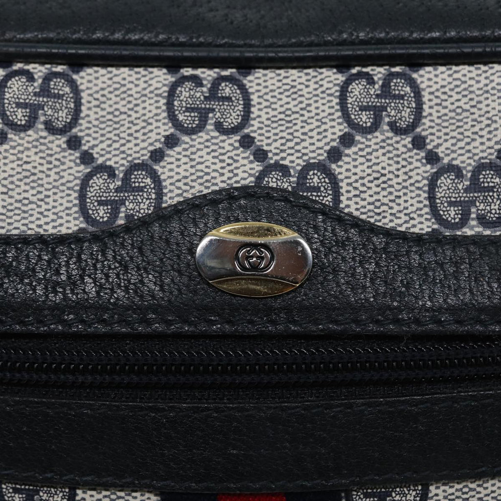 GUCCI GG Supreme Sherry Line Shoulder Bag PVC Navy Gold Red 98 02 004 88732
