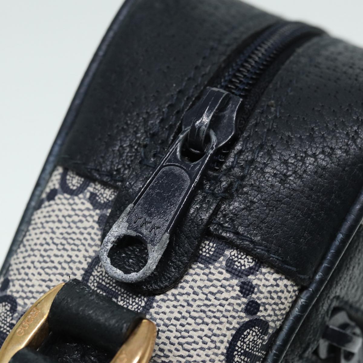 GUCCI GG Supreme Sherry Line Shoulder Bag PVC Navy Gold Red 98 02 004 88732