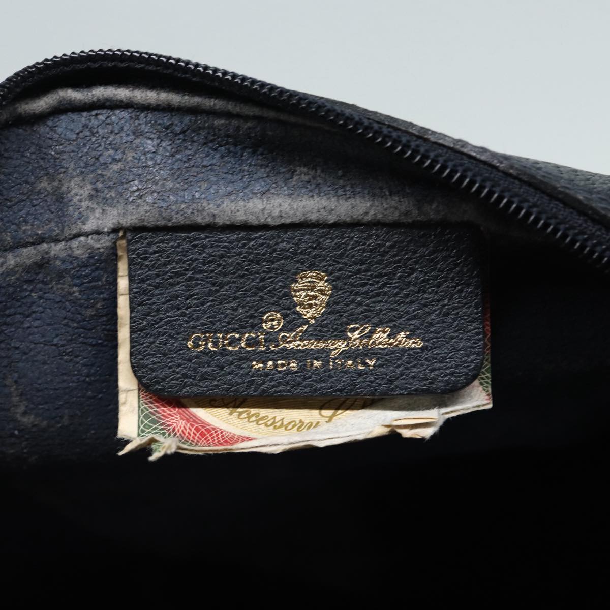 GUCCI GG Supreme Sherry Line Shoulder Bag PVC Navy Gold Red 98 02 004 88732