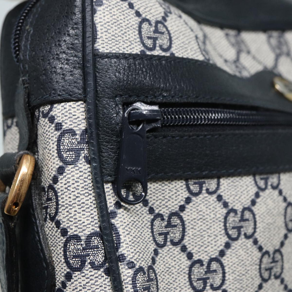 GUCCI GG Supreme Sherry Line Shoulder Bag PVC Navy Gold Red 98 02 004 88732