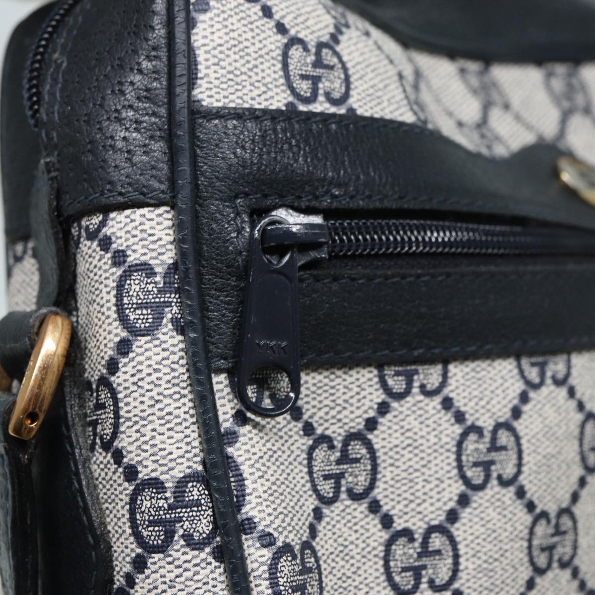 GUCCI GG Supreme Sherry Line Shoulder Bag PVC Navy Gold Red 98 02 004 88732