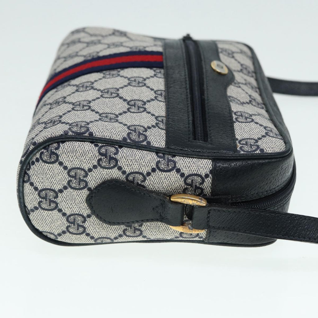 GUCCI GG Supreme Sherry Line Shoulder Bag PVC Navy Gold Red 98 02 004 88732