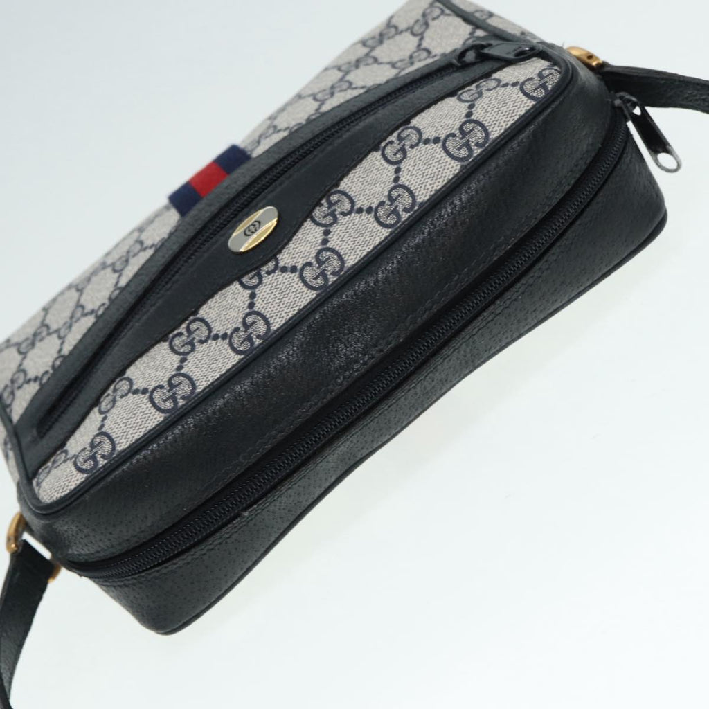 GUCCI GG Supreme Sherry Line Shoulder Bag PVC Navy Gold Red 98 02 004 88732