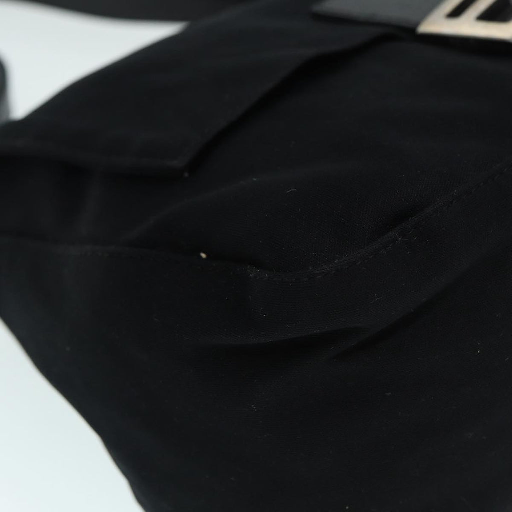 FENDI Mamma Baguette Shoulder Bag Nylon Black Silver 88735