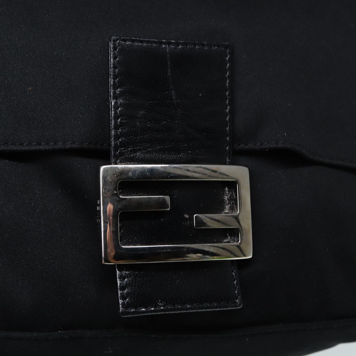 FENDI Mamma Baguette Shoulder Bag Nylon Black Silver 88735