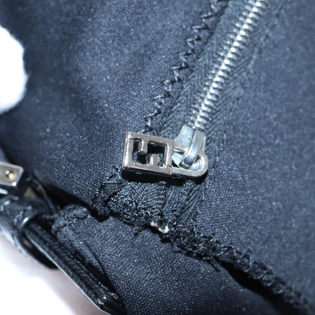 FENDI Mamma Baguette Shoulder Bag Nylon Black Silver 88735