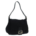 FENDI Mamma Baguette Shoulder Bag Nylon Black Silver 88735