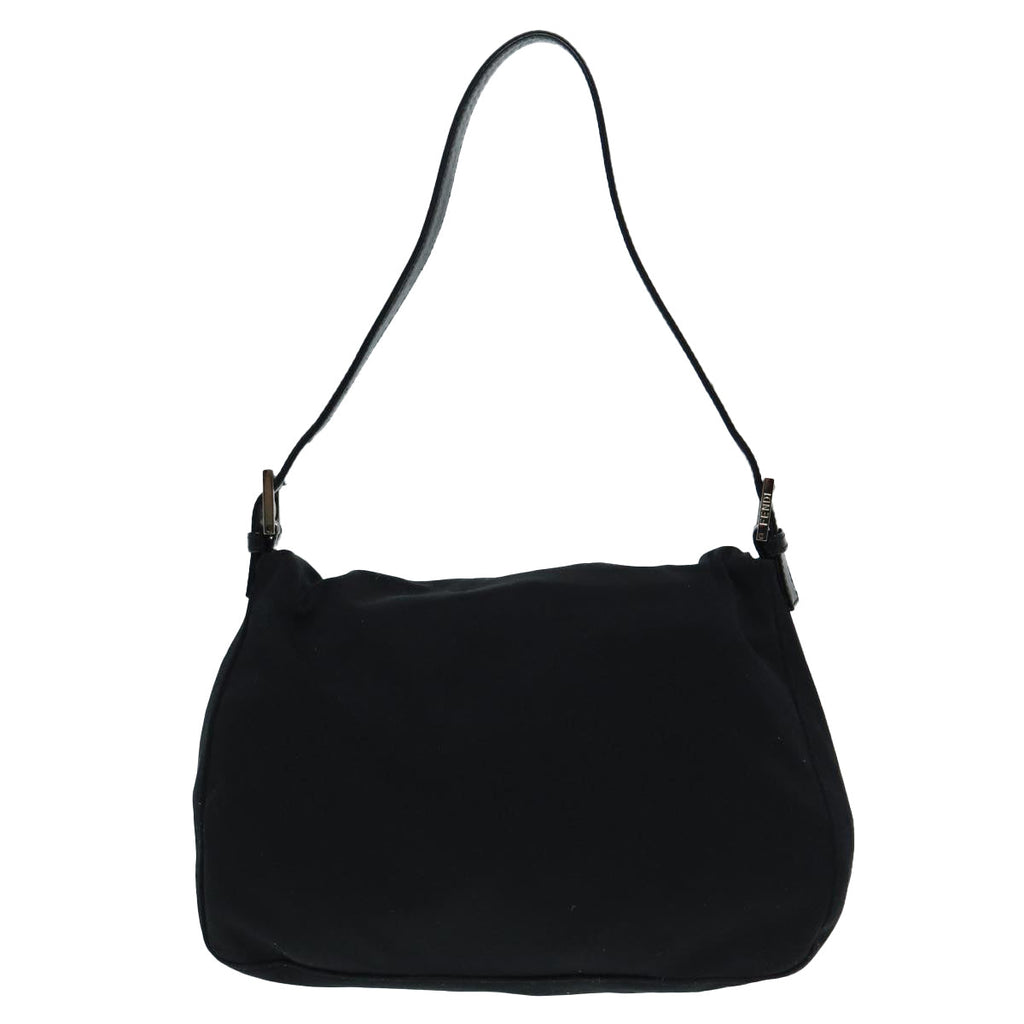 FENDI Mamma Baguette Shoulder Bag Nylon Black Silver 88735