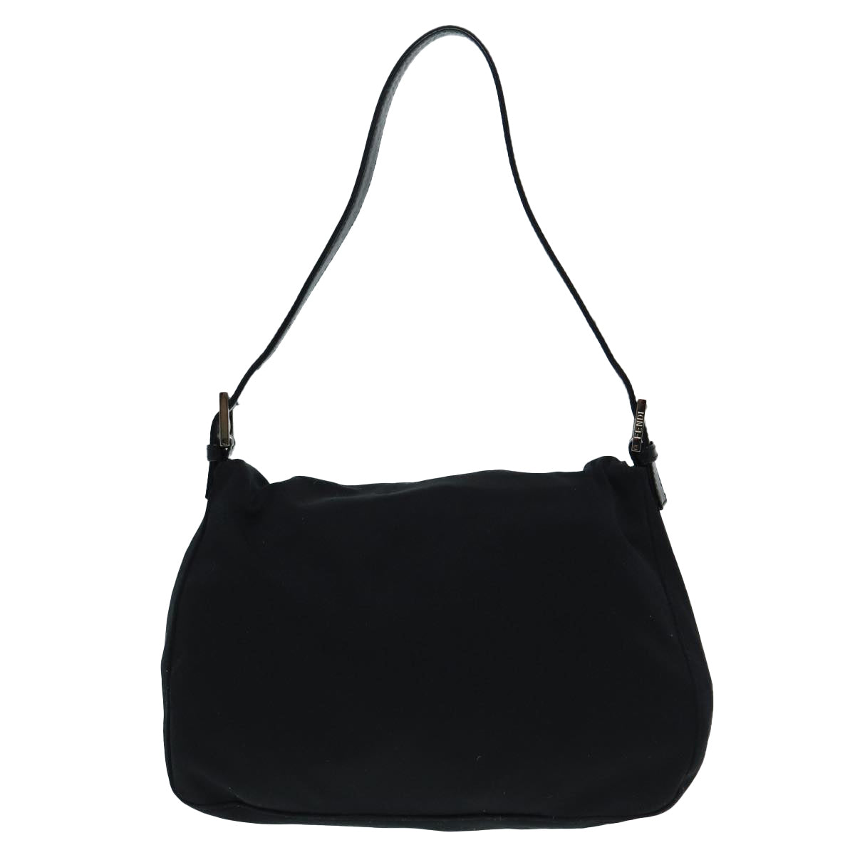 FENDI Mamma Baguette Shoulder Bag Nylon Black Silver 88735