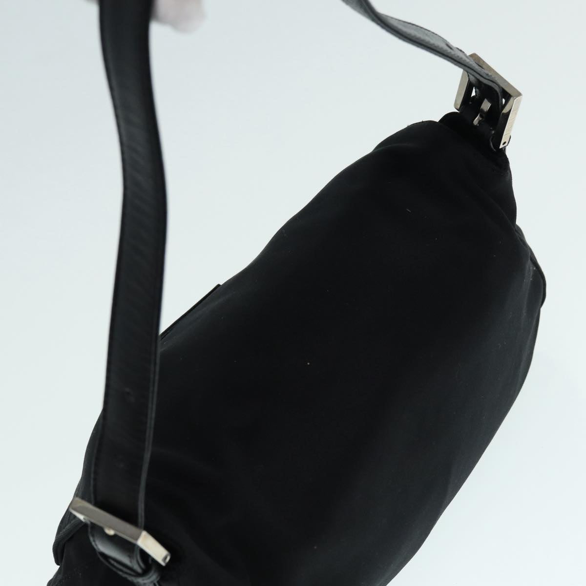 FENDI Mamma Baguette Shoulder Bag Nylon Black Silver 88735
