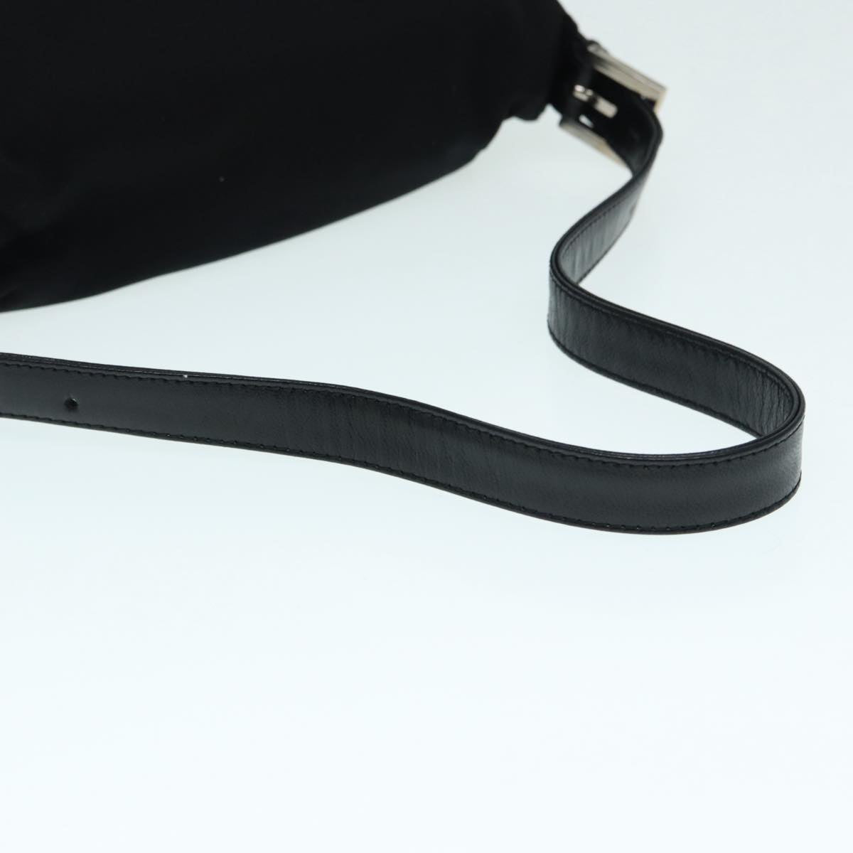 FENDI Mamma Baguette Shoulder Bag Nylon Black Silver 88735