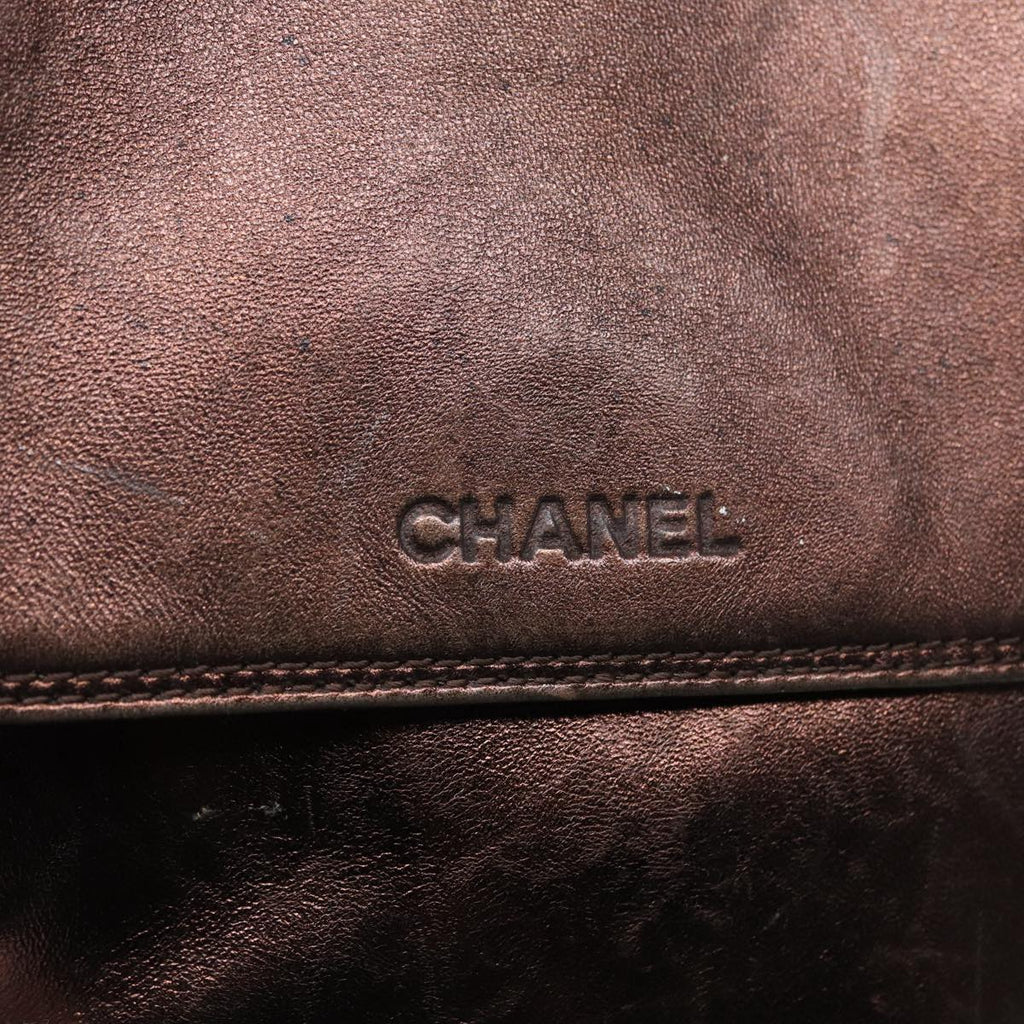 CHANEL Shoulder Bag Leather Bronze Gold CC 88737
