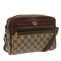 GUCCI GG Supreme Web Sherry Line Shoulder Bag PVC Beige Gold 88744