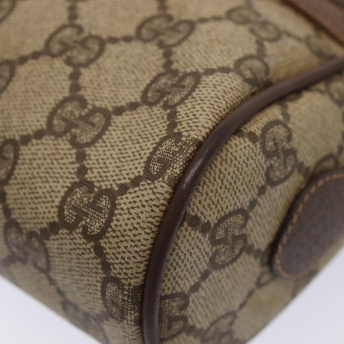 GUCCI GG Supreme Web Sherry Line Shoulder Bag PVC Beige Gold 88744