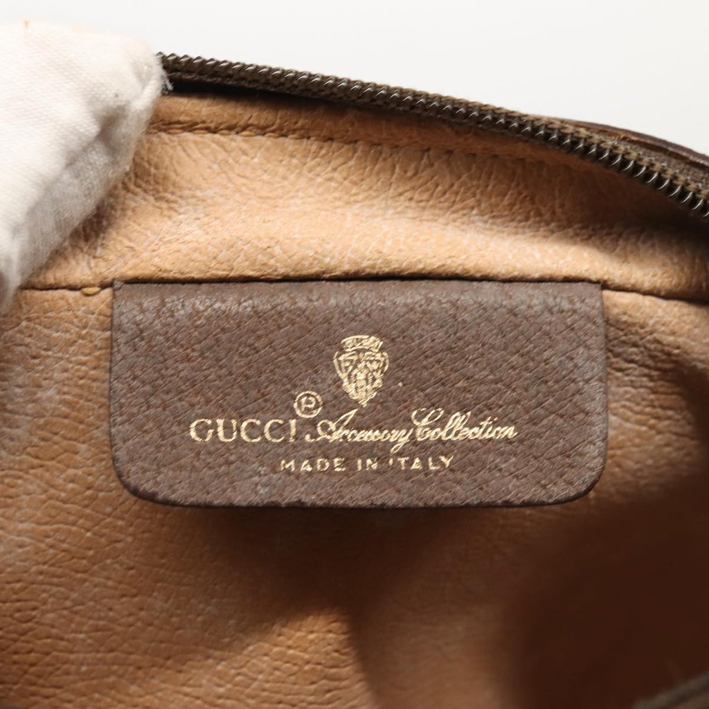 GUCCI GG Supreme Web Sherry Line Shoulder Bag PVC Beige Gold 88744