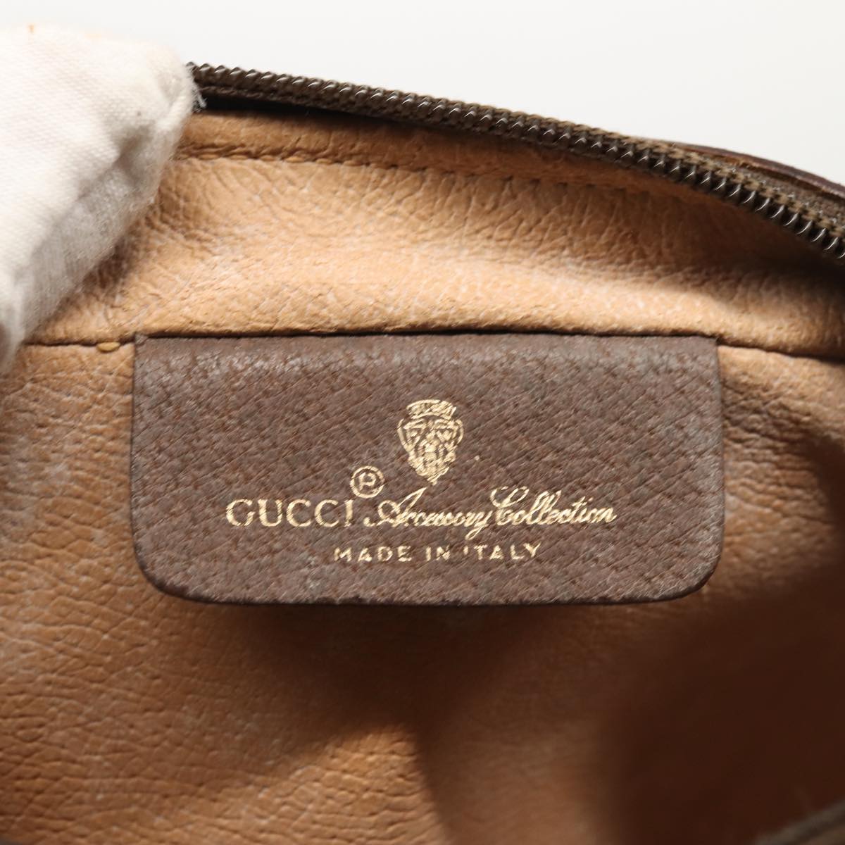 GUCCI GG Supreme Web Sherry Line Shoulder Bag PVC Beige Gold 88744