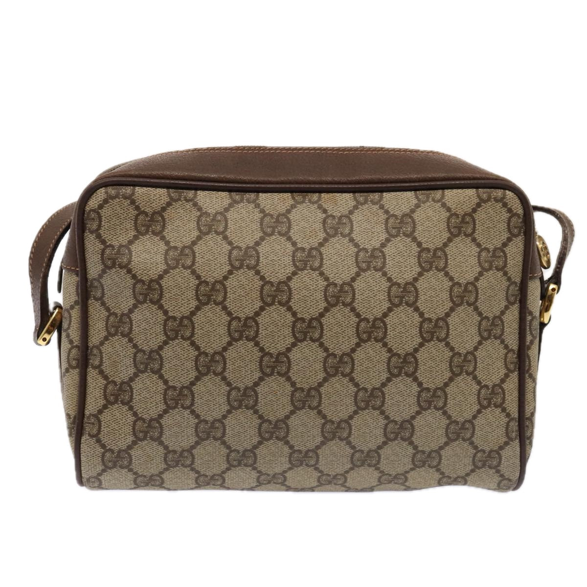 GUCCI GG Supreme Web Sherry Line Shoulder Bag PVC Beige Gold 88744