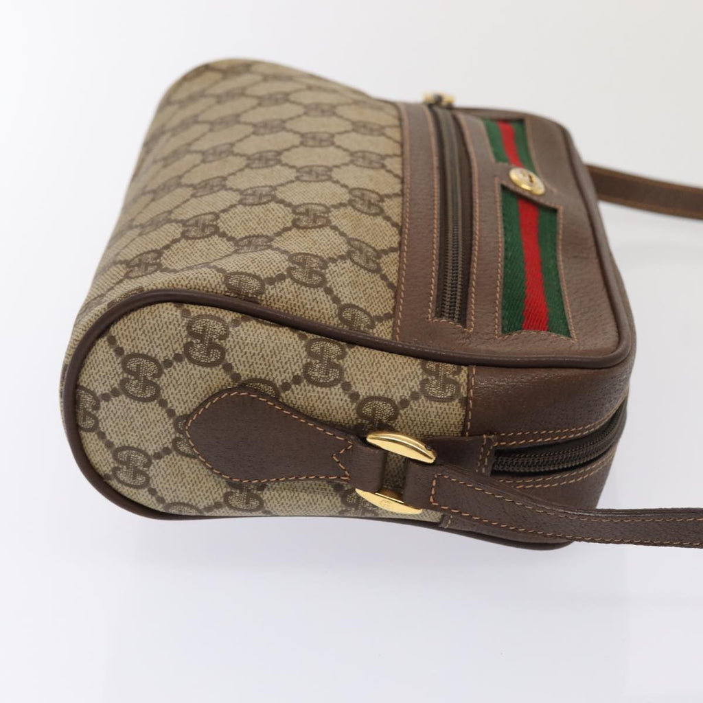GUCCI GG Supreme Web Sherry Line Shoulder Bag PVC Beige Gold 88744