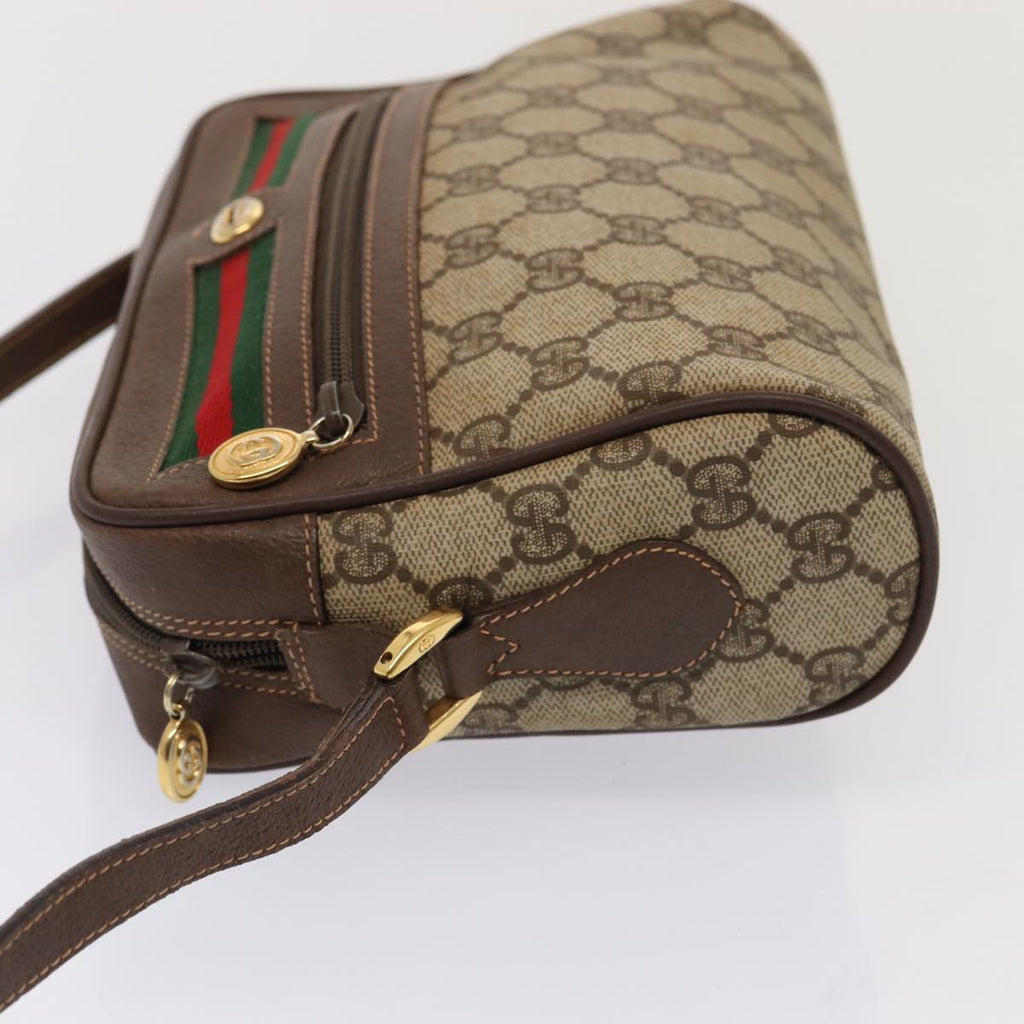 GUCCI GG Supreme Web Sherry Line Shoulder Bag PVC Beige Gold 88744