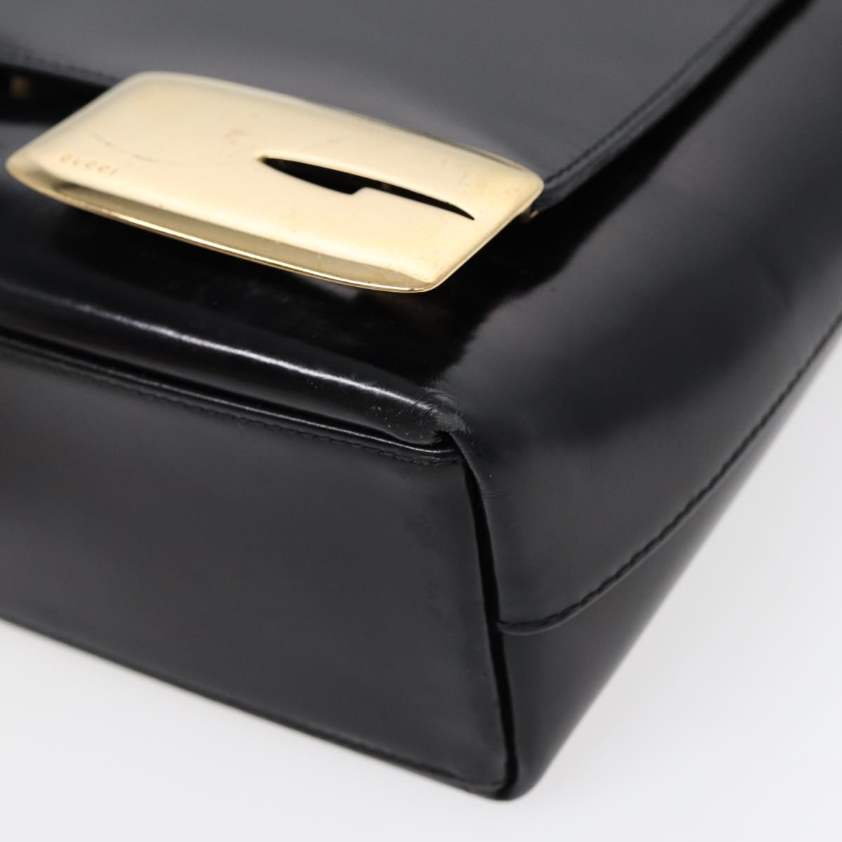 GUCCI Shoulder Bag Patent leather Black Gold 002 2113 0482 88746