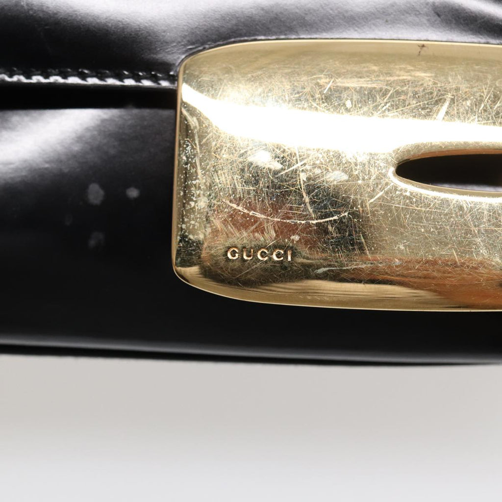 GUCCI Shoulder Bag Patent leather Black Gold 002 2113 0482 88746