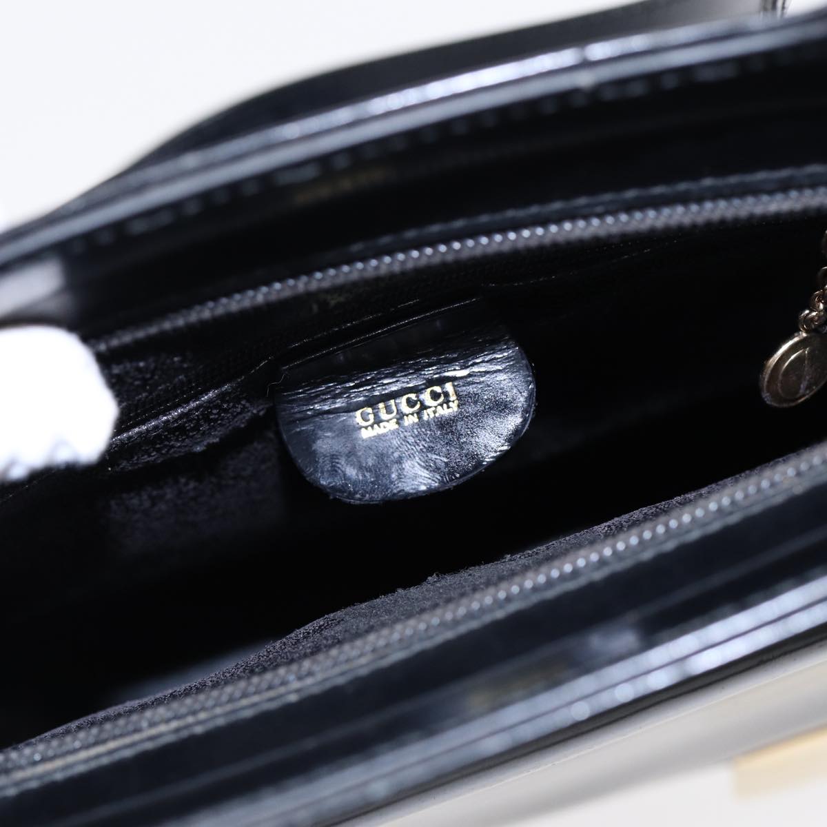GUCCI Shoulder Bag Patent leather Black Gold 002 2113 0482 88746