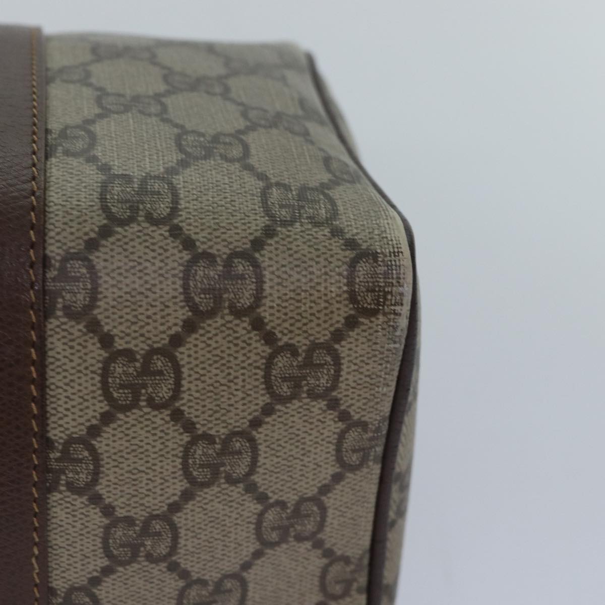 GUCCI GG Supreme Web Sherry Line Boston Bag PVC Beige Gold 88771