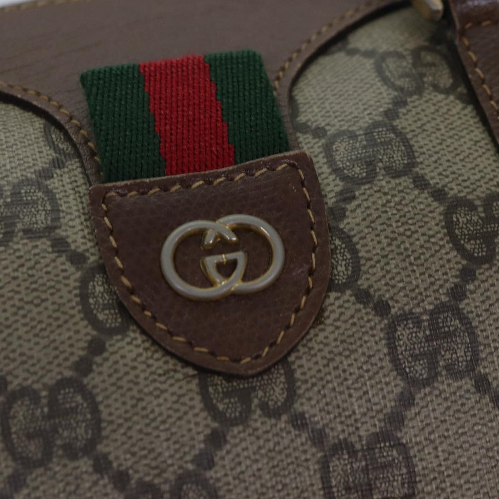 GUCCI GG Supreme Web Sherry Line Boston Bag PVC Beige Gold 88771