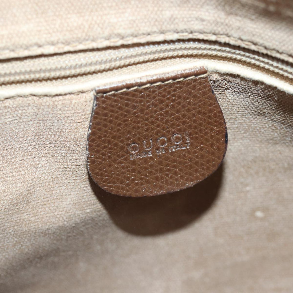 GUCCI GG Supreme Web Sherry Line Boston Bag PVC Beige Gold 88771