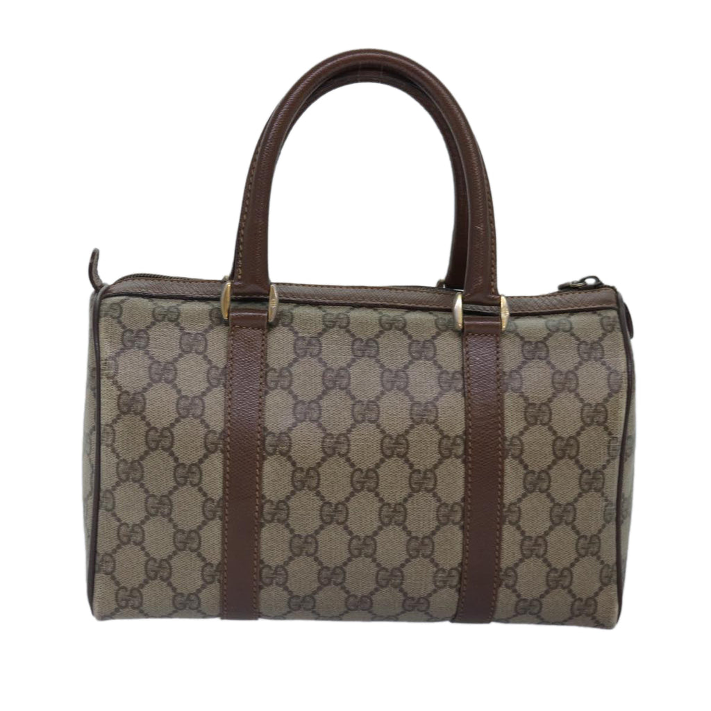 GUCCI GG Supreme Web Sherry Line Boston Bag PVC Beige Gold 88771