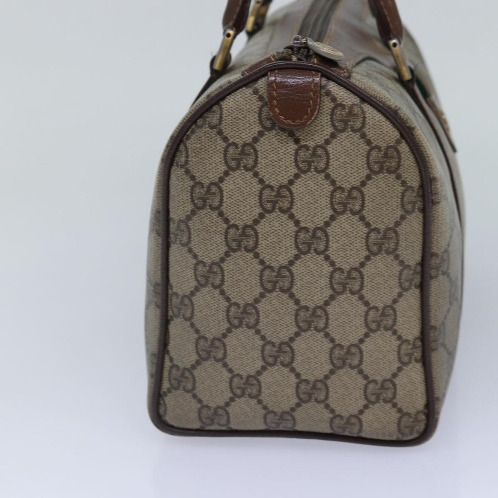 GUCCI GG Supreme Web Sherry Line Boston Bag PVC Beige Gold 88771