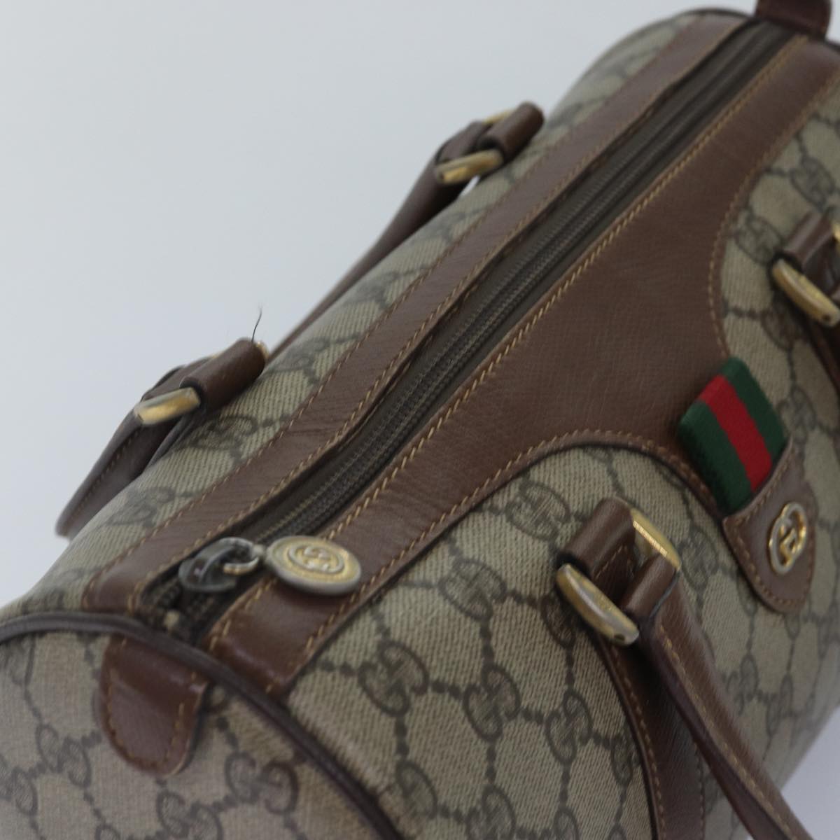 GUCCI GG Supreme Web Sherry Line Boston Bag PVC Beige Gold 88771