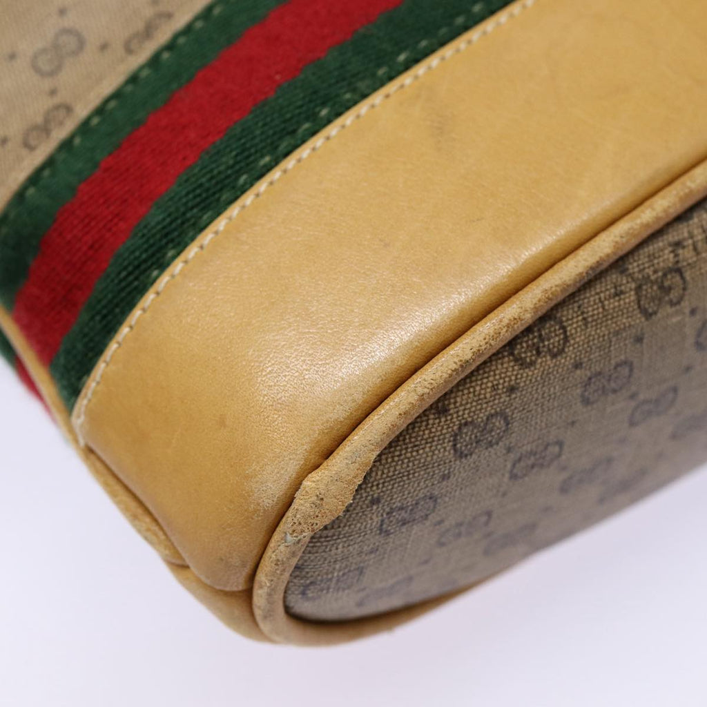 GUCCI Micro GG Canvas Web Sherry Line Shoulder Bag Beige Gold 88776