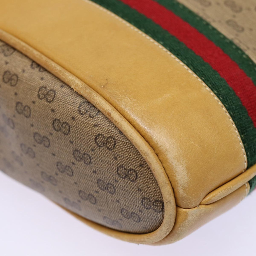 GUCCI Micro GG Canvas Web Sherry Line Shoulder Bag Beige Gold 88776
